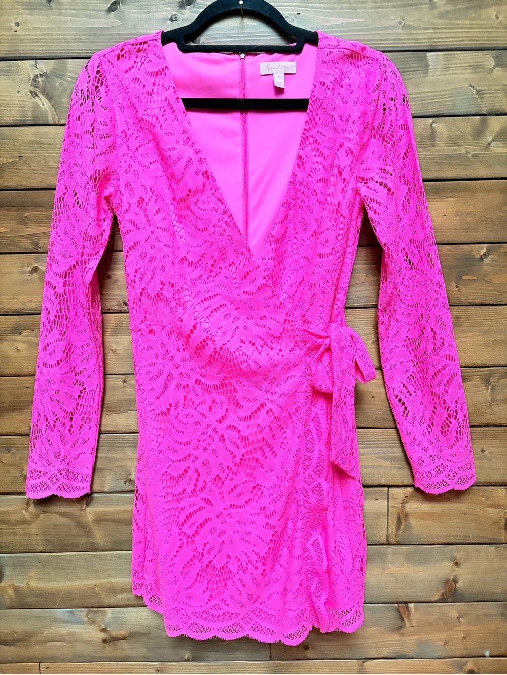 hot pink lace Lilly Pulitzer Tiki Wrap Romper